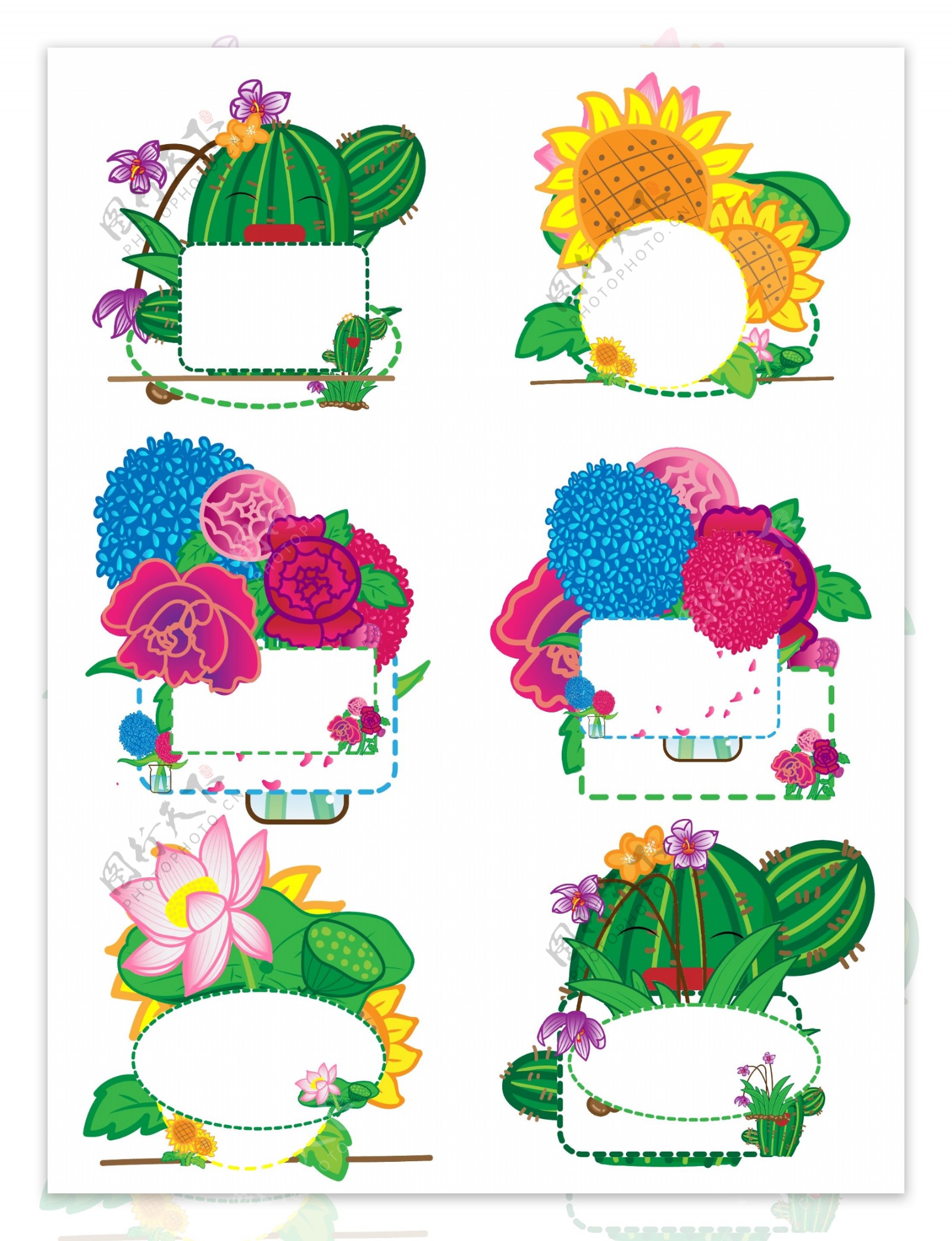矢量鲜花植物边框大集合可商用插画元素