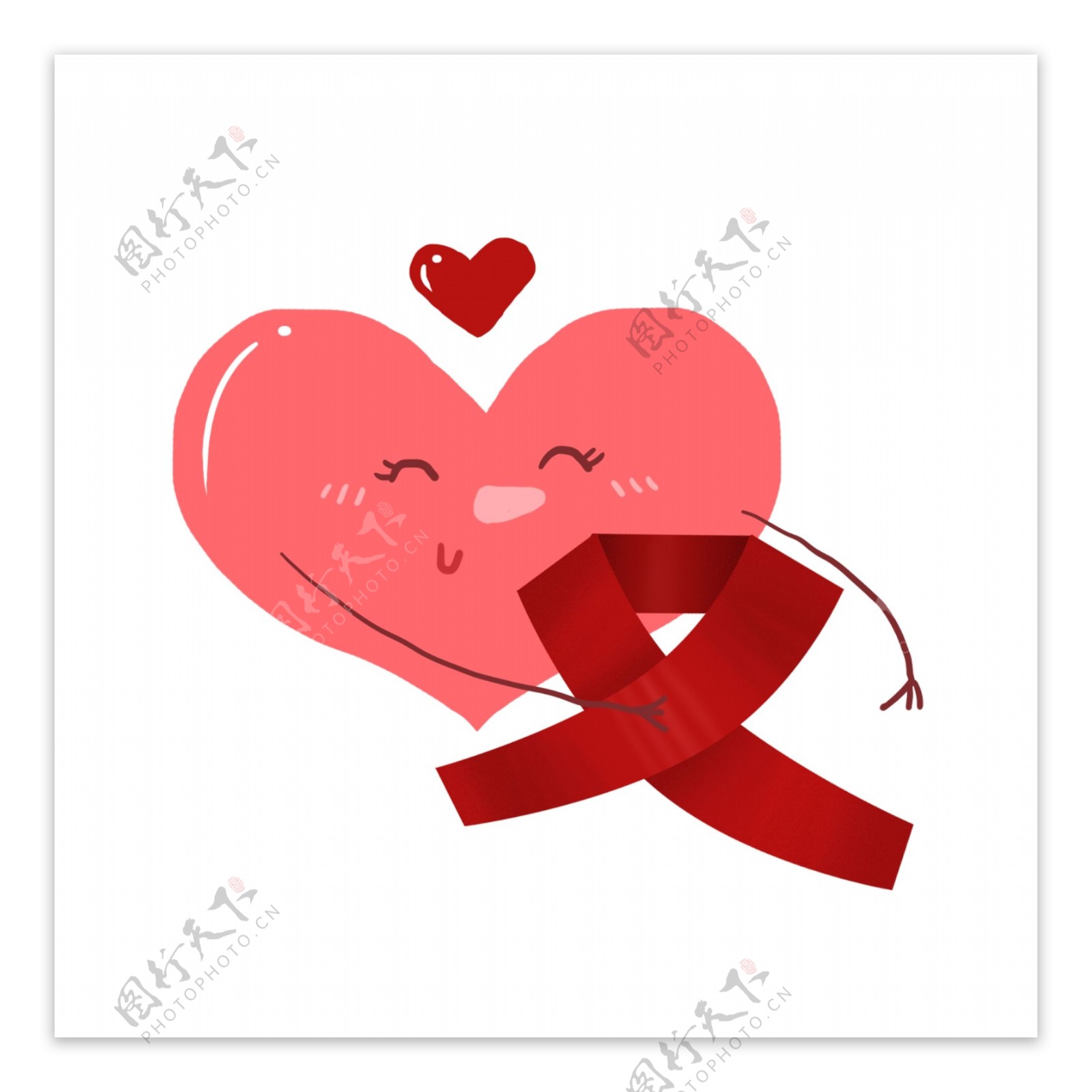 手绘艾滋病日相关标志爱心拥抱设计元素