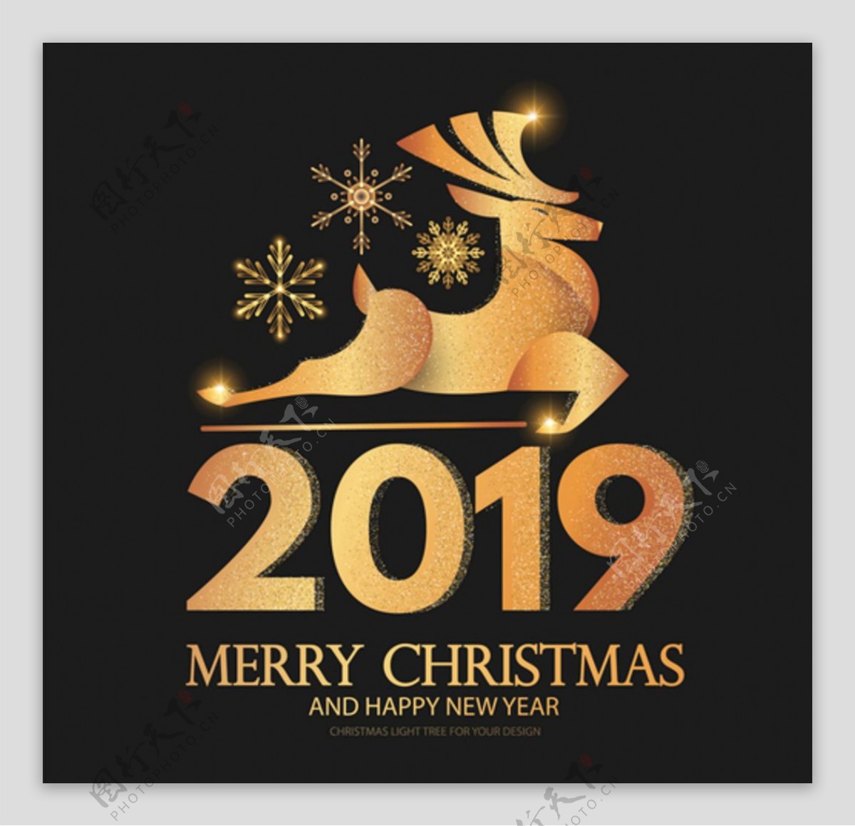 金色2019圣诞新年海报