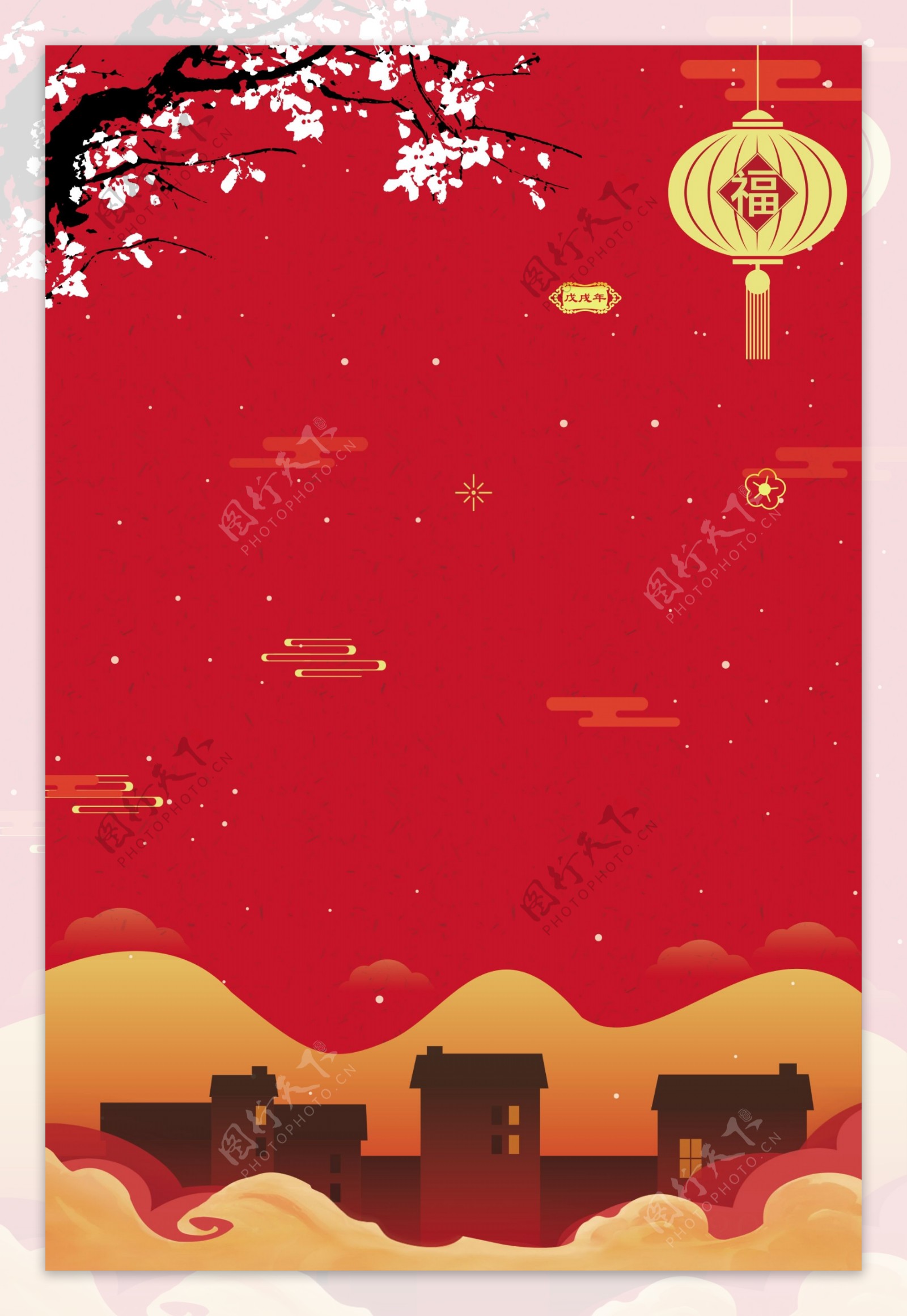 传统新年喜庆红色广告背景图