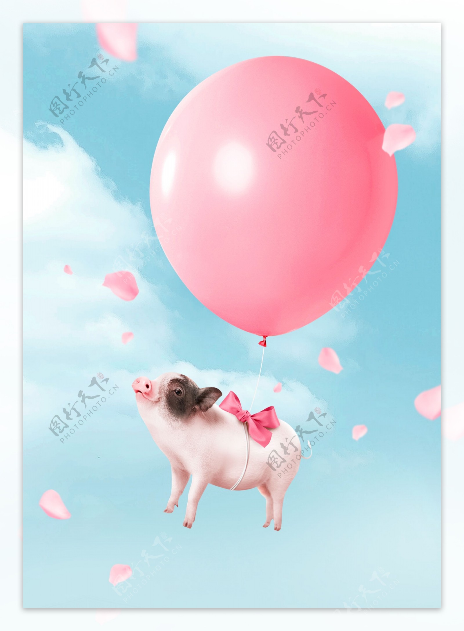 粉色气球小猪背景设计