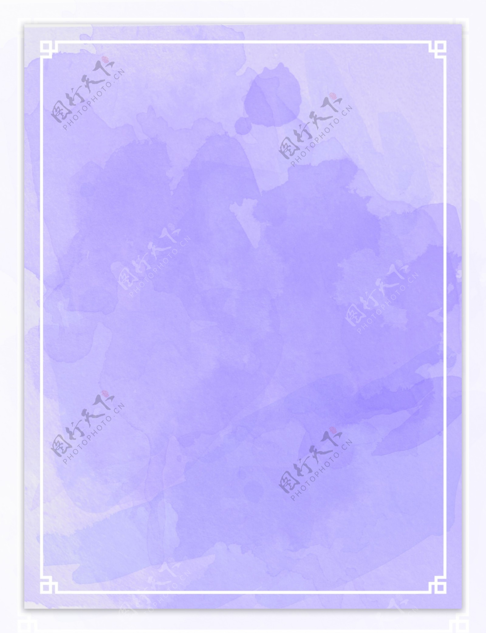 纯原创水彩泼墨浪漫紫色方框背景