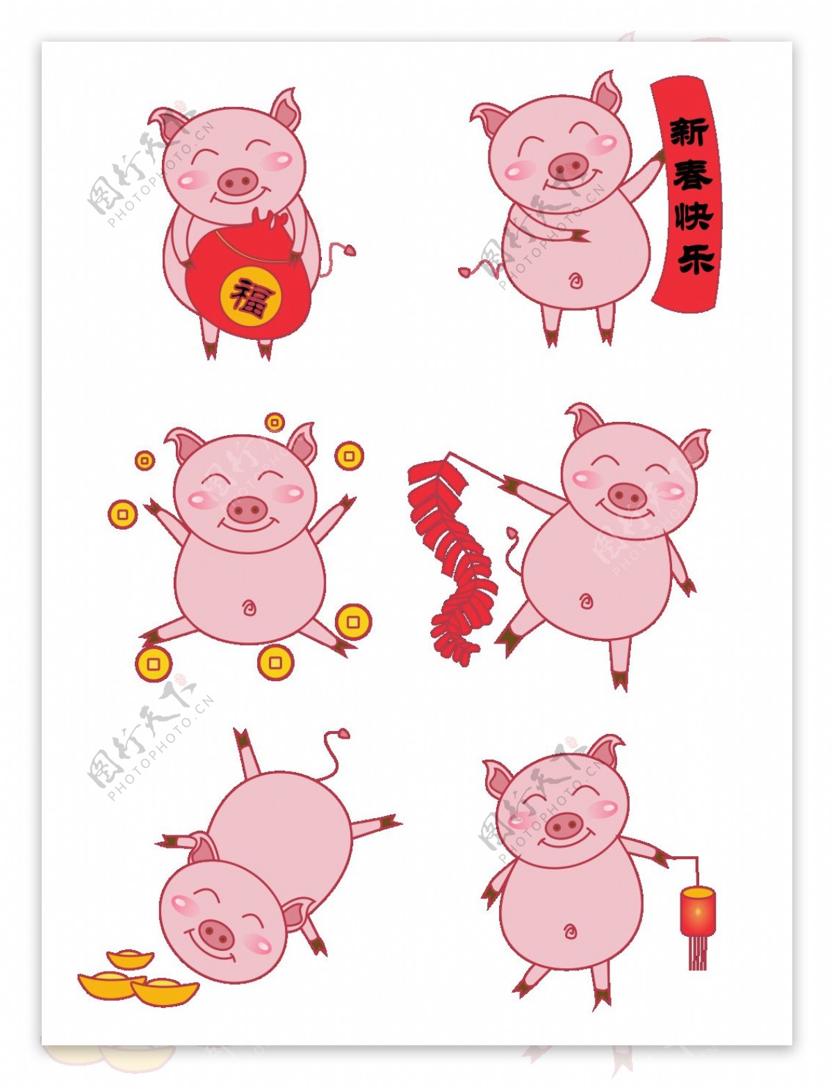 简约猪年猪元素之卡通可爱套图