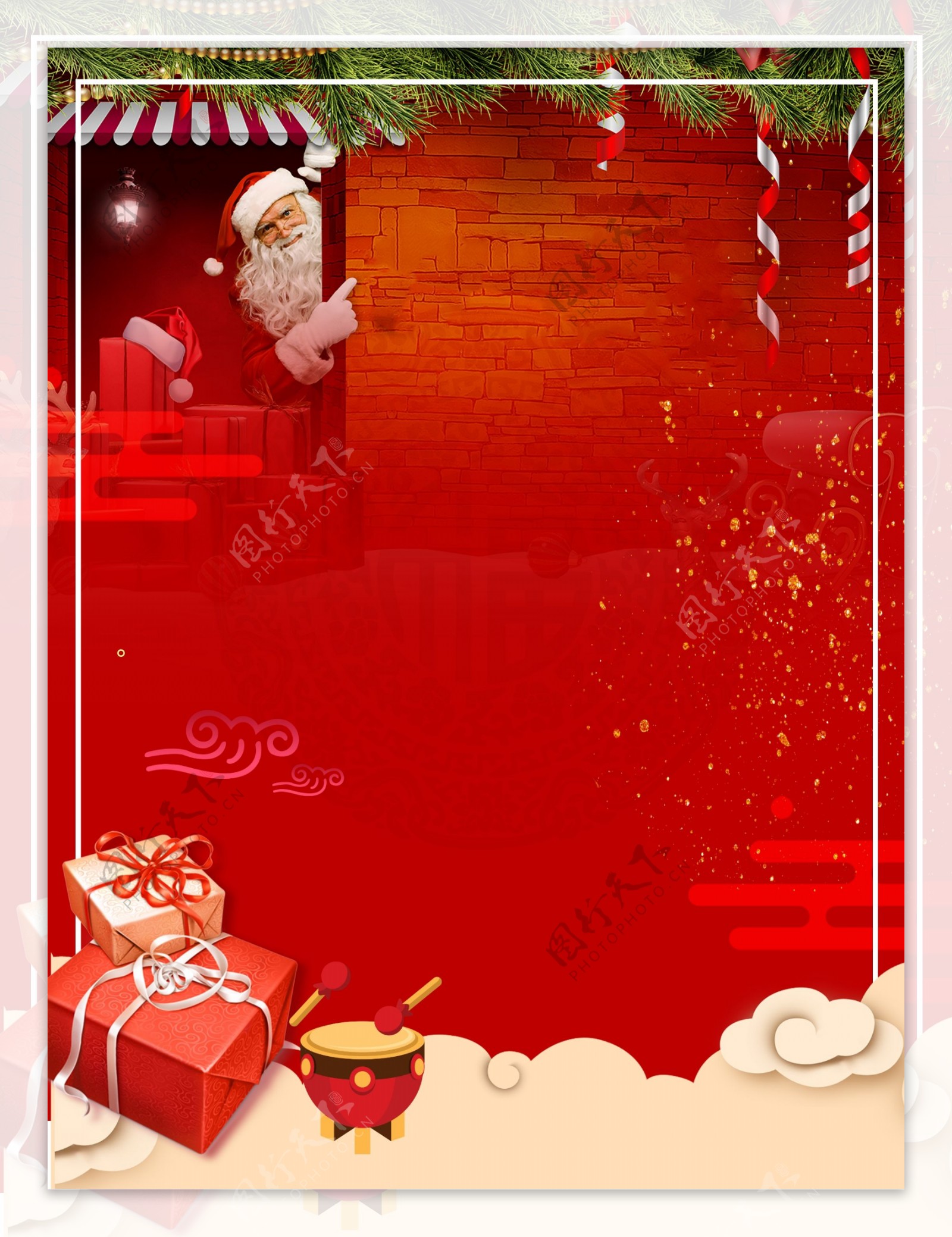 红金色大气圣诞狂欢节日背景素材