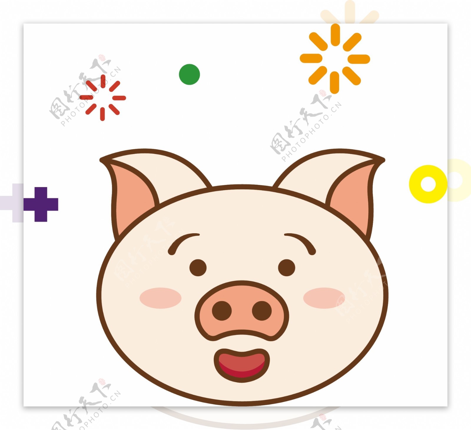 猪开心表情包mbe卡通可爱可商业元素