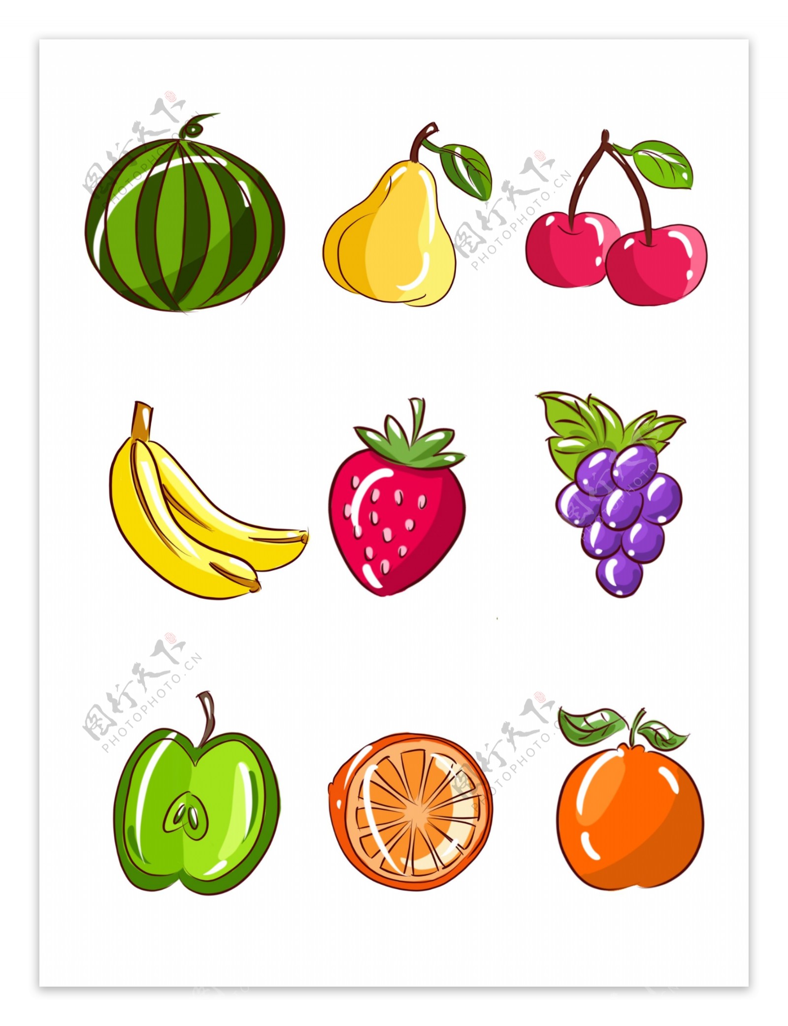 简约蔬果手绘卡通水果小元素
