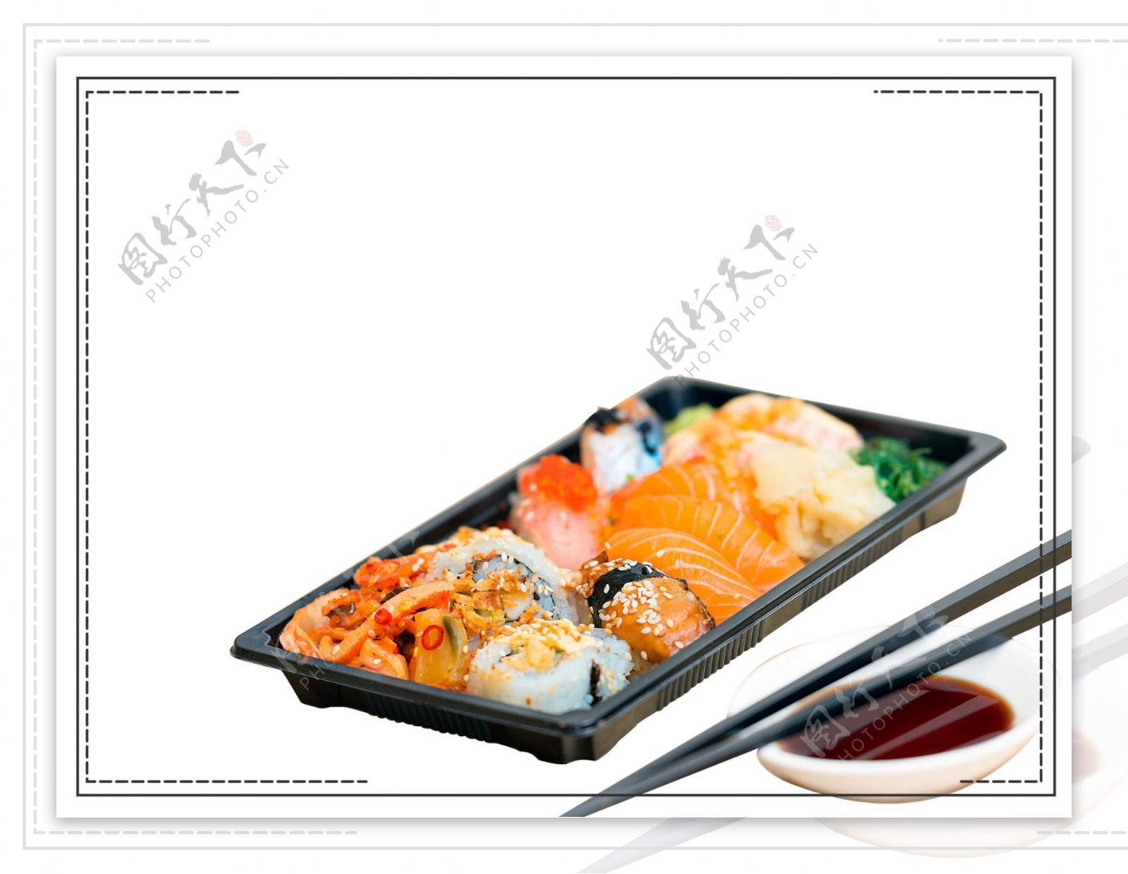 白色日式风味寿司背景