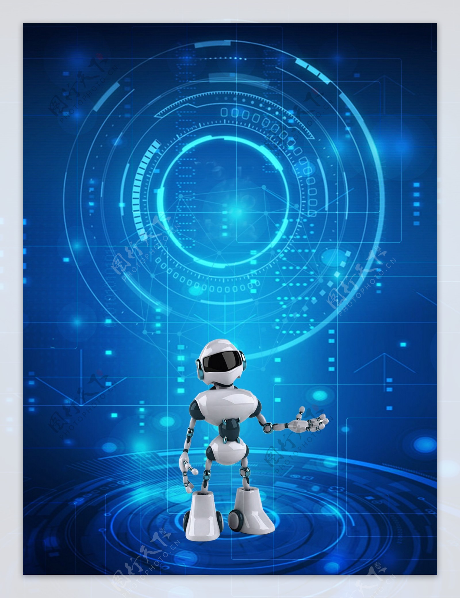 蓝色机器人时代智能科技背景
