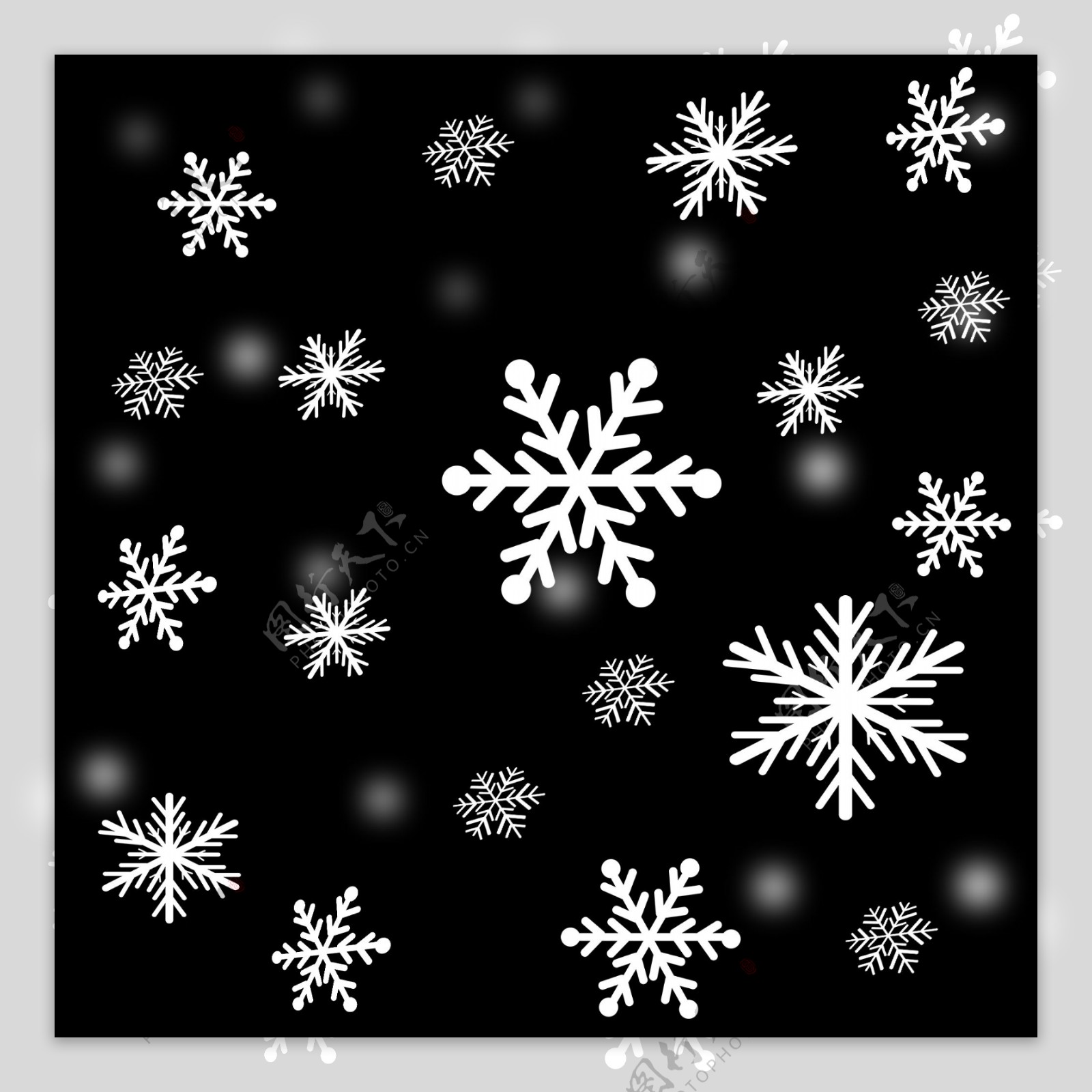 可商用白色圣诞节可爱雪花漂浮元素装饰图案
