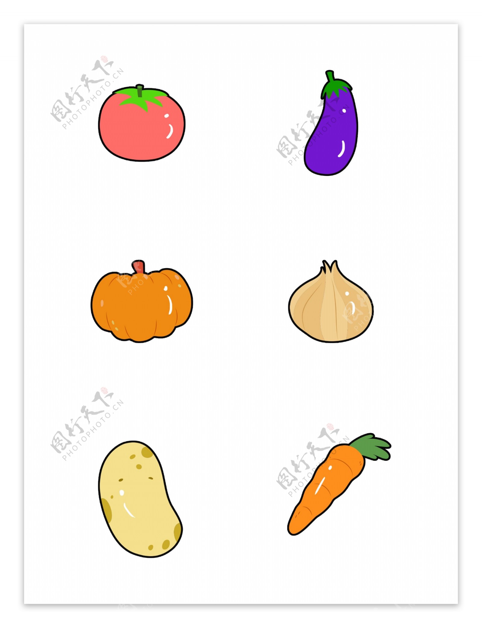 卡通风水果装饰素材设计蔬菜