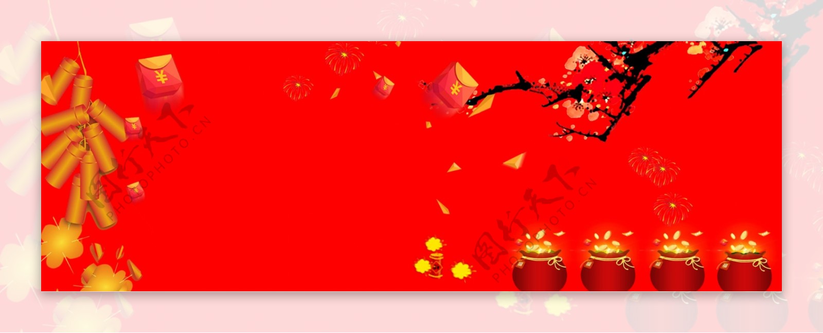 红色灯笼春节新年banner背景
