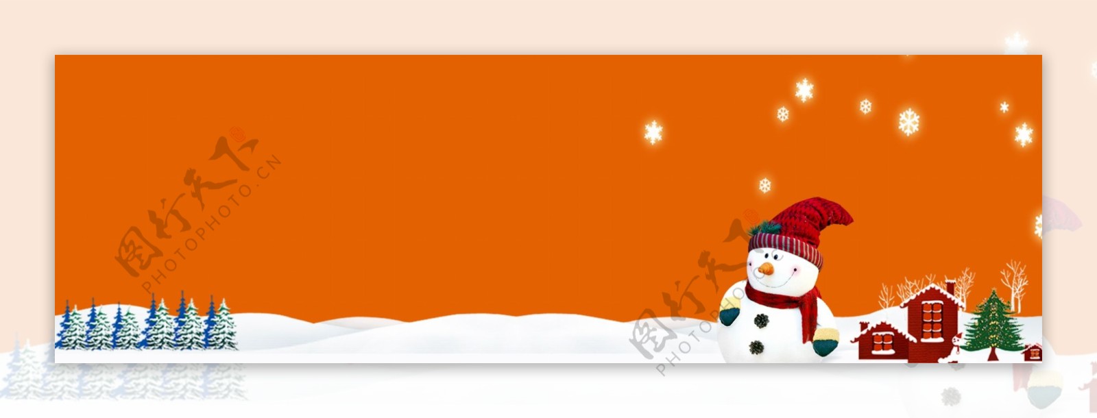 圣诞节雪人橙色banner背景