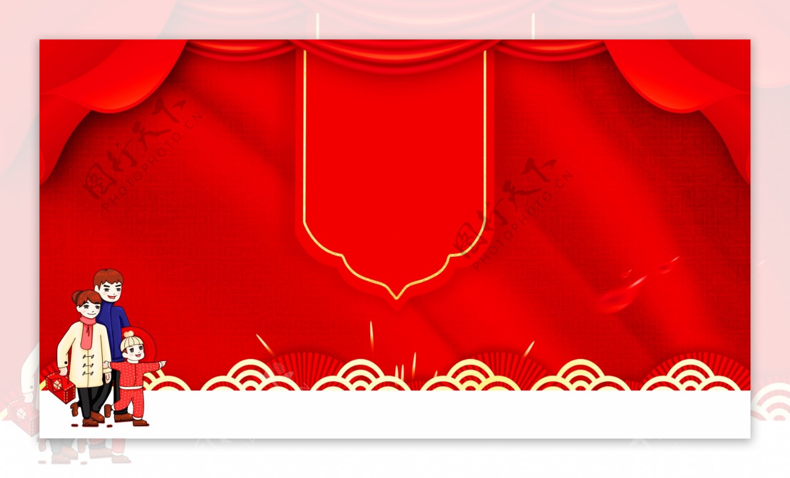 简约红色猪年春节展板设计