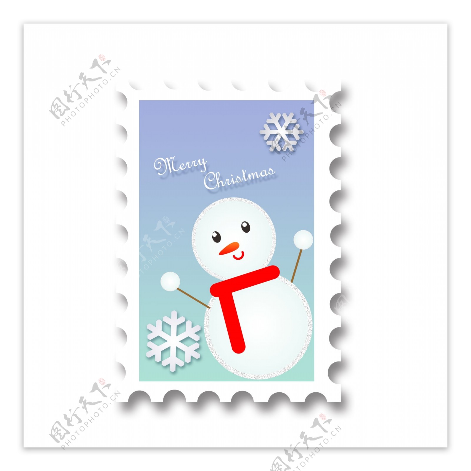 圣诞圣诞节雪人可爱邮票小贴纸元素