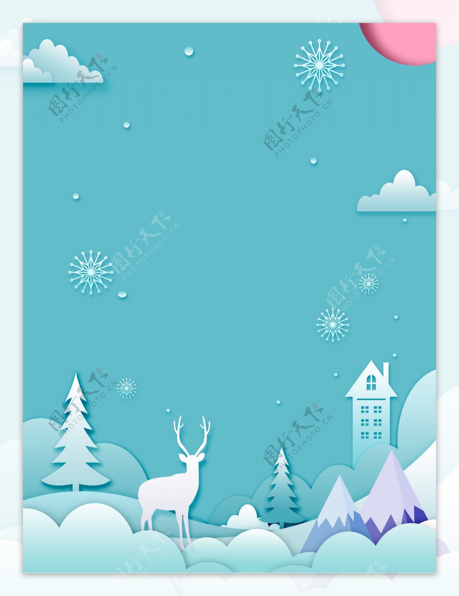清新冬季雪景背景设计