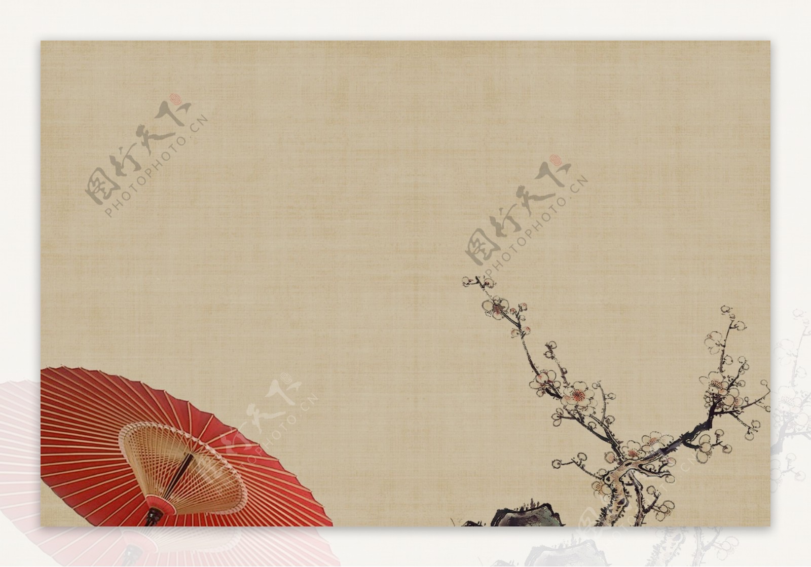 古典中国风伞和竹子背景