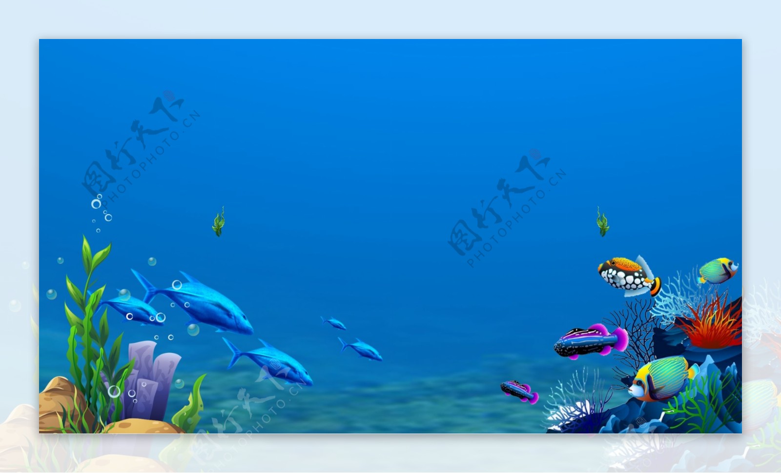 清新可爱海底世界广告背景