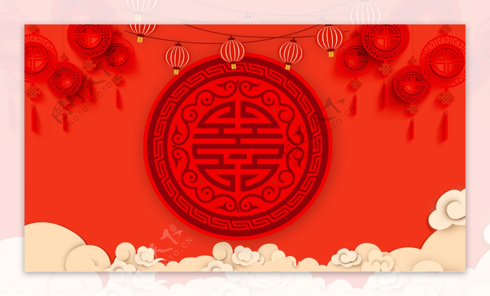 中国红喜庆渐变红色新年背景