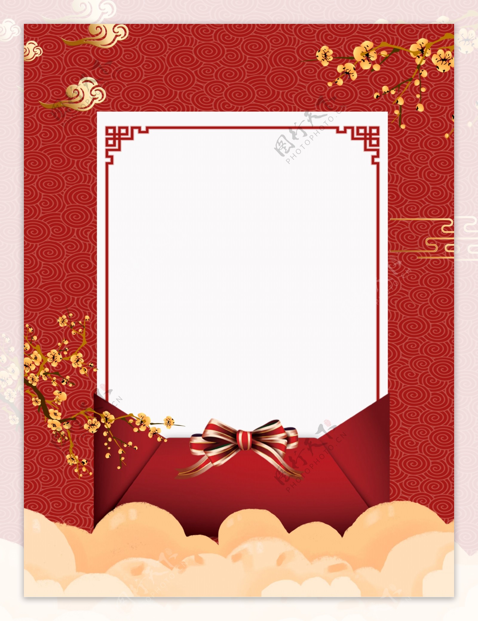 红色中国风节日贺卡背景设计