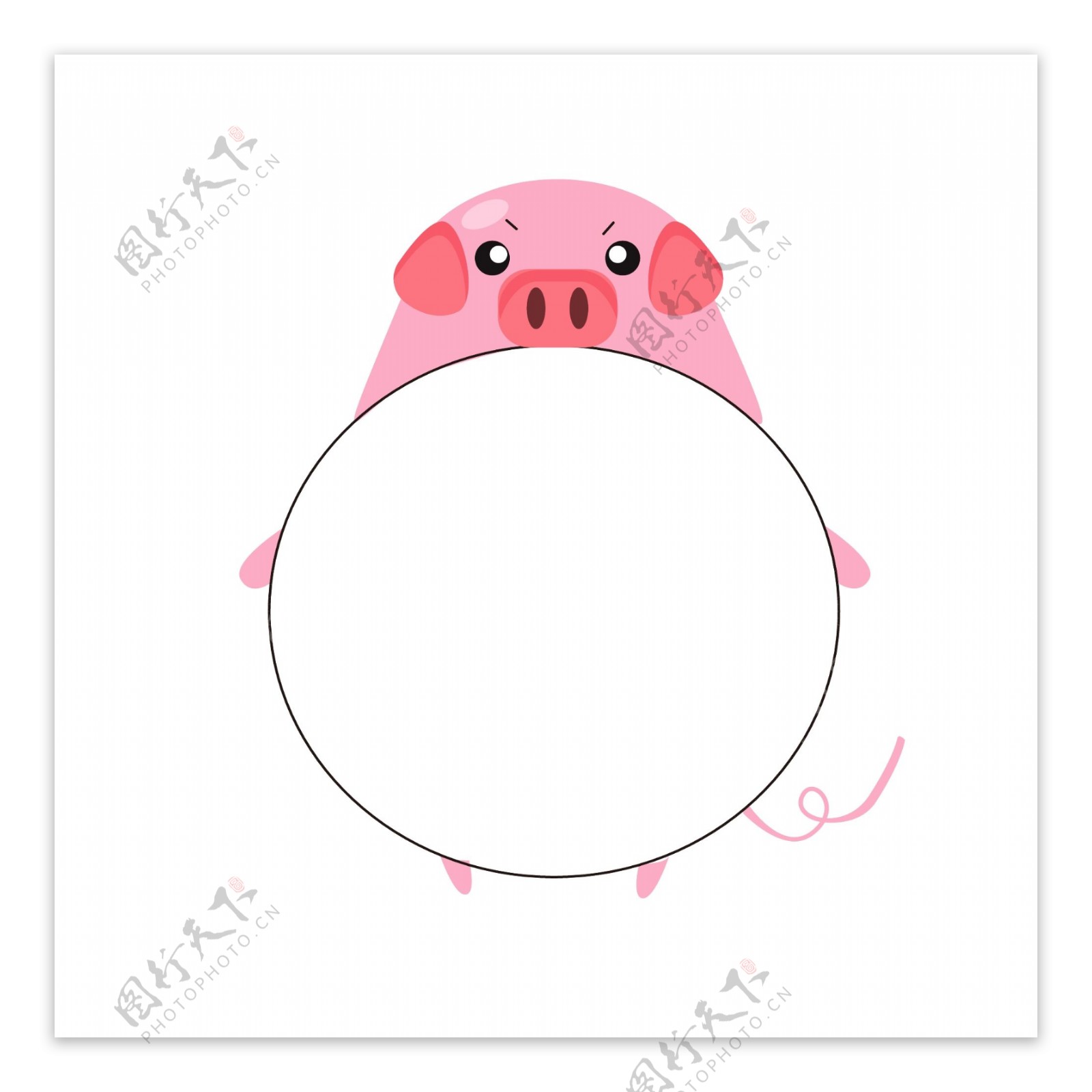 动物卡通边框粉红猪可爱气泡对话框可商用
