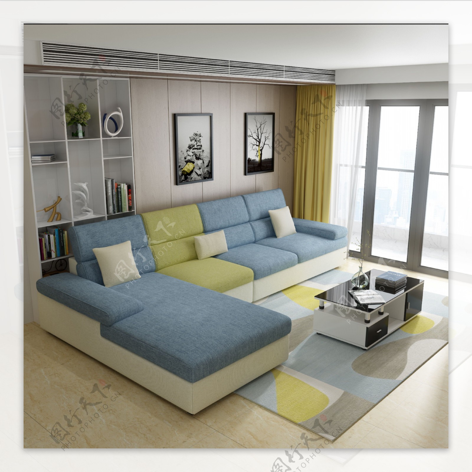 布艺沙发简约现代客厅小户型整装布沙发组合家具|空间|家装设计|憨豆小姐_原创作品-站酷ZCOOL