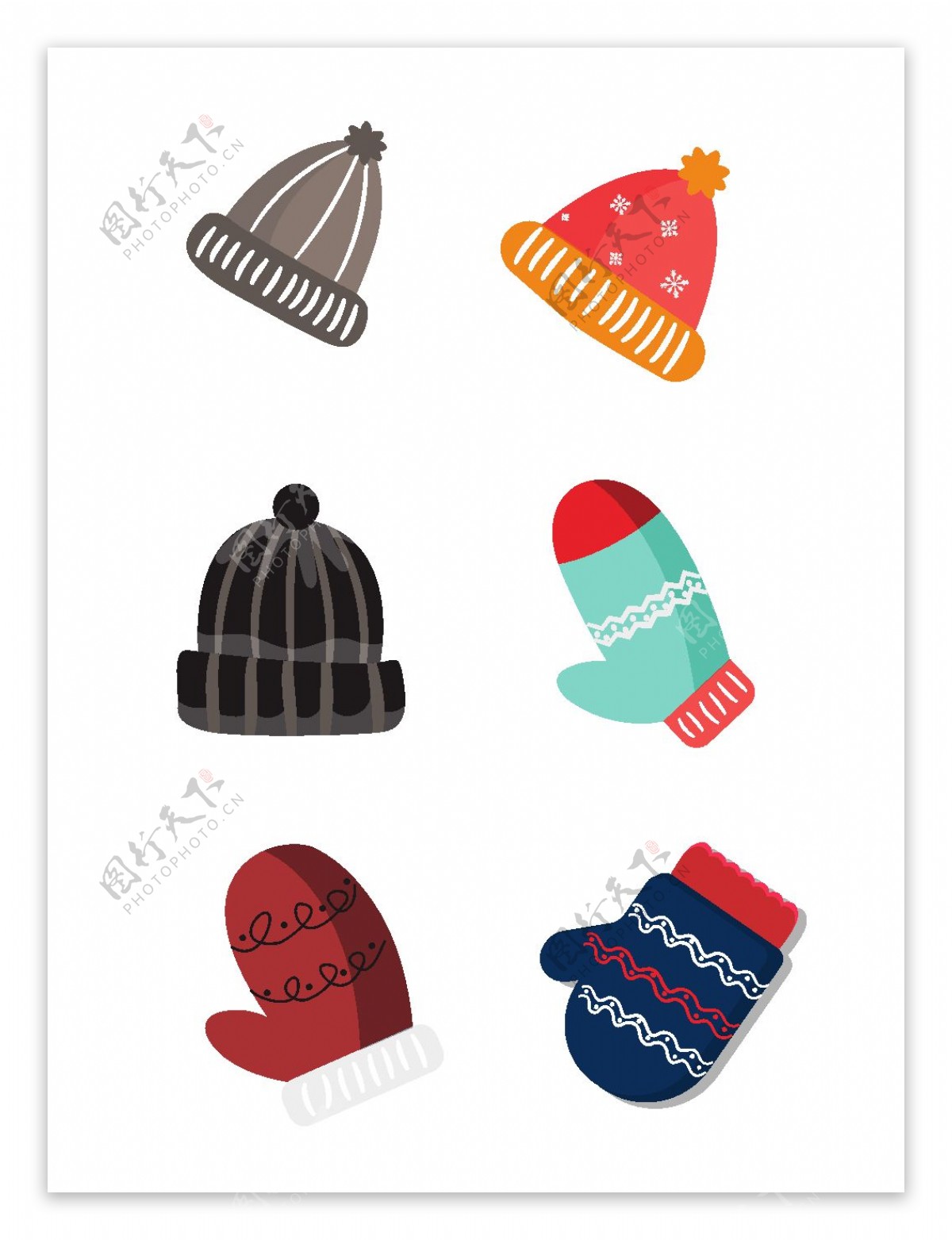 冬季针织帽手套设计元素