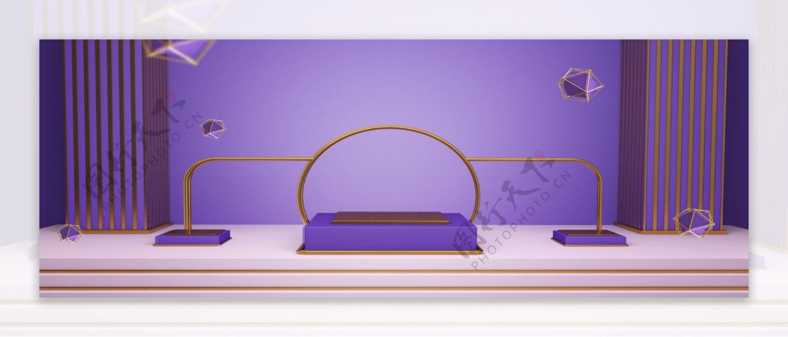 紫色科技展台banner背景