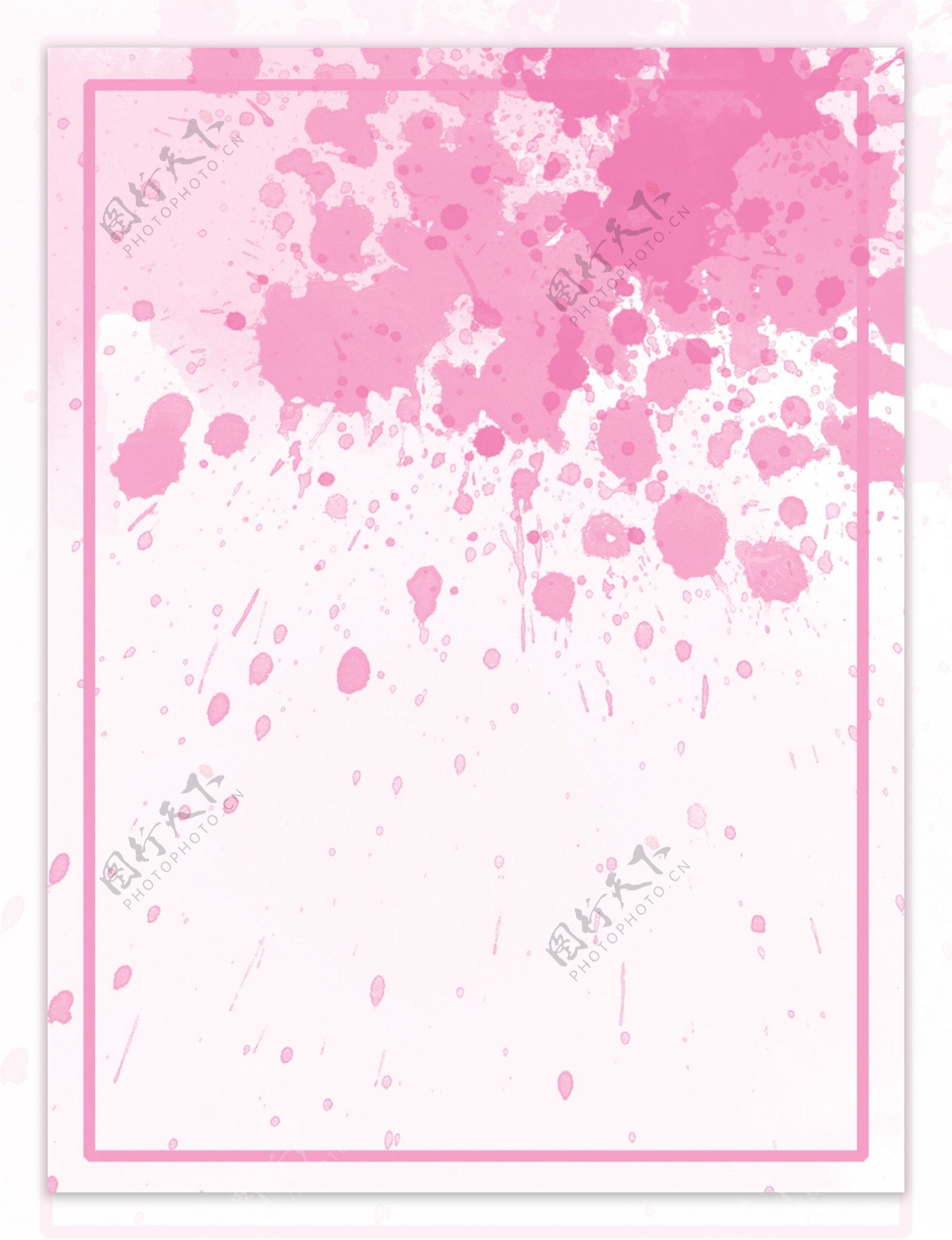 粉色水彩泼墨喷墨边框背景