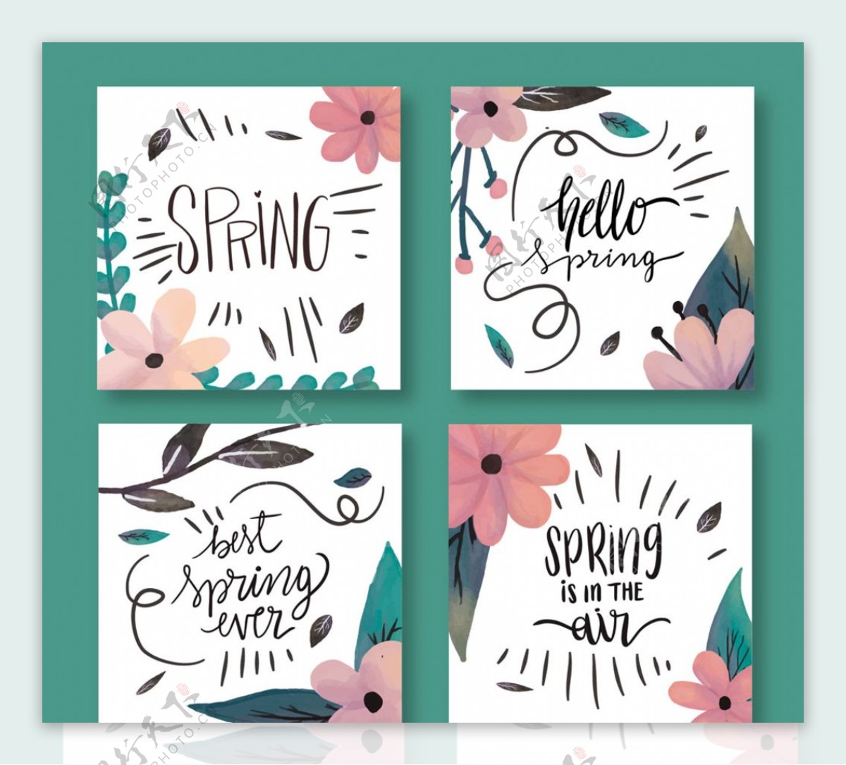 彩绘春季花朵卡片