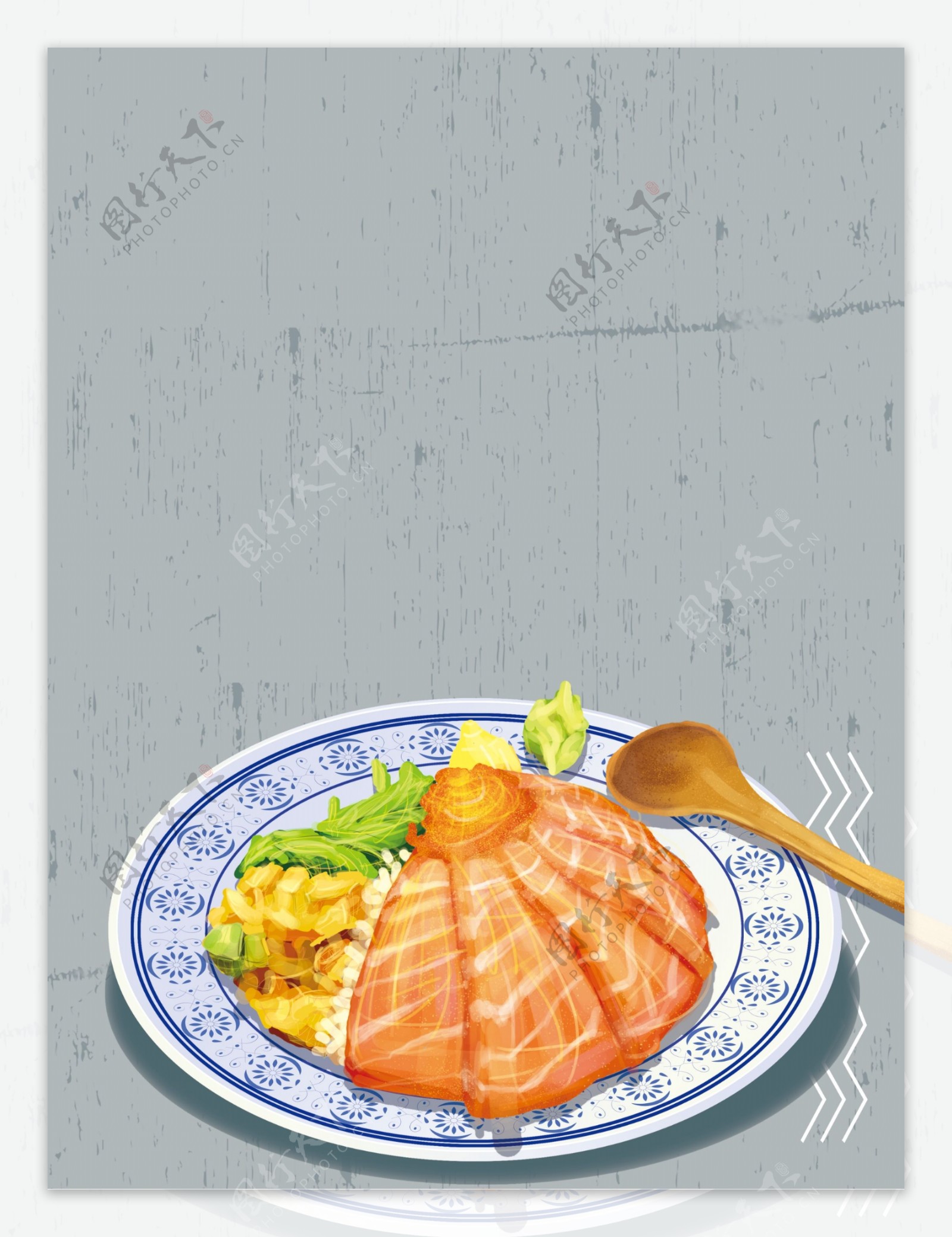 日式三文鱼面条美食背景素材