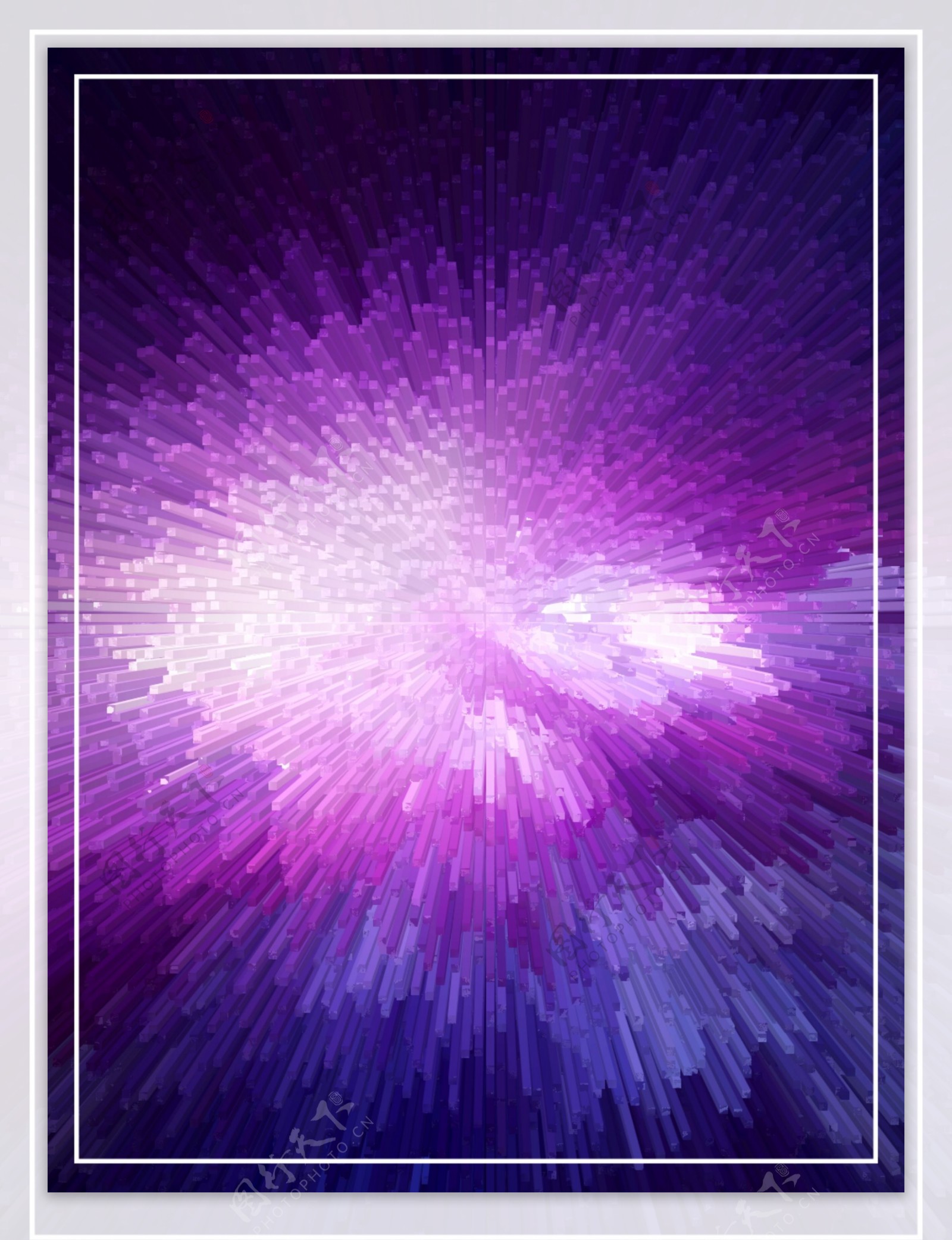 创意紫色柱状放射3d质感背景