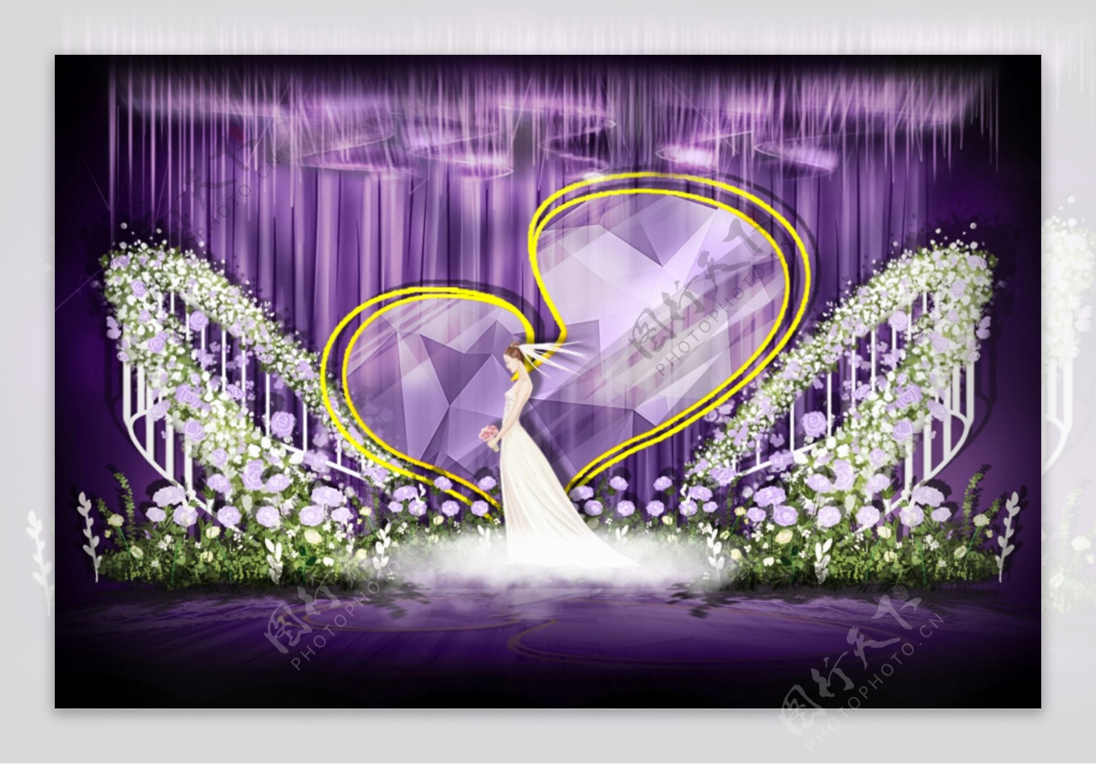 紫色浪漫花园婚礼效果图
