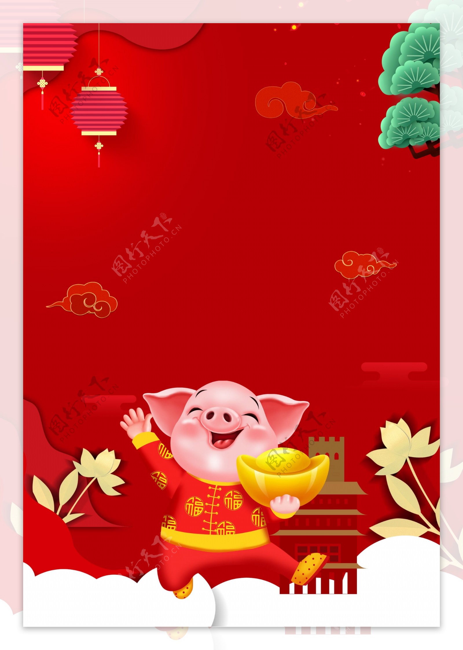 2019猪年喜庆背景设计