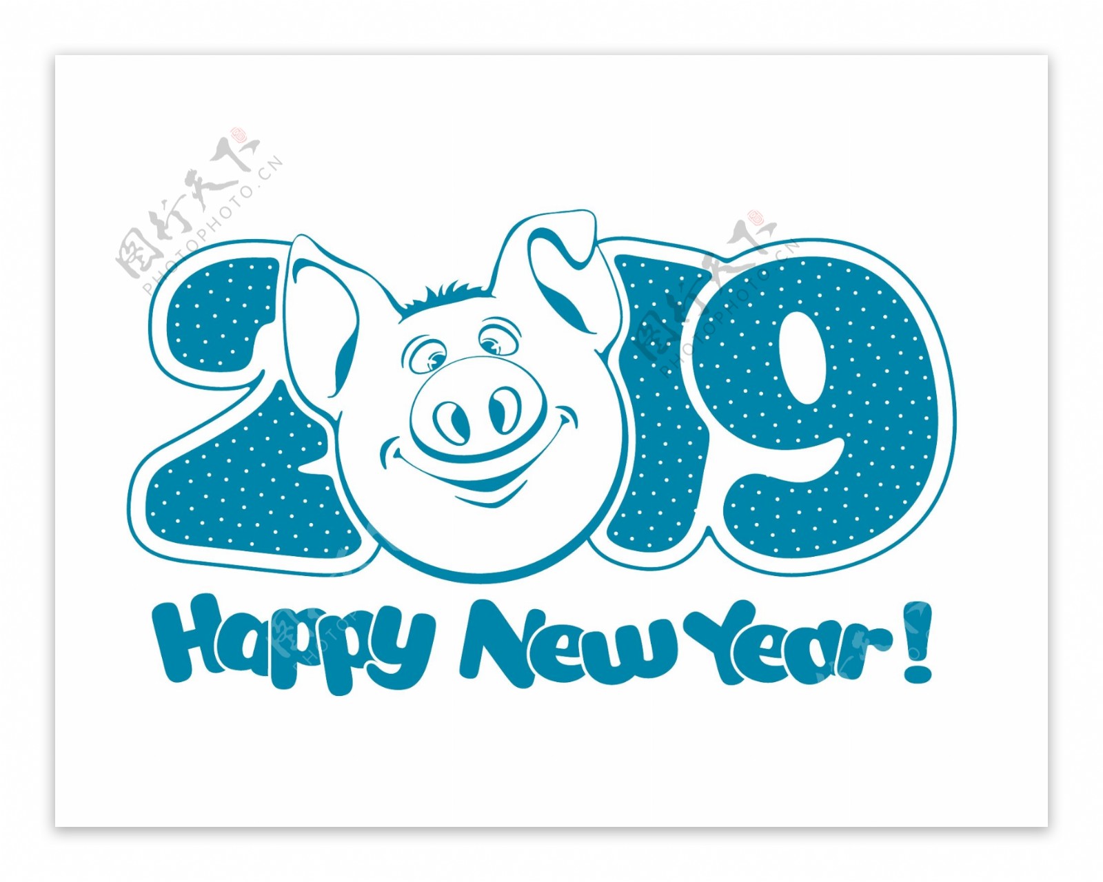 矢量蓝色2019猪年元素
