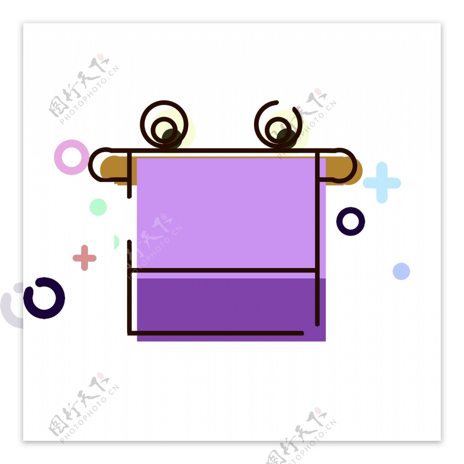 MBE风格生活用品紫色毛巾卡通可爱可商用