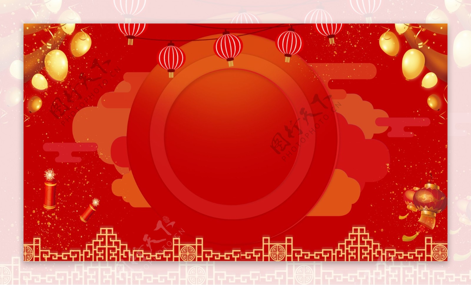 红色喜庆2019猪年元旦背景设计