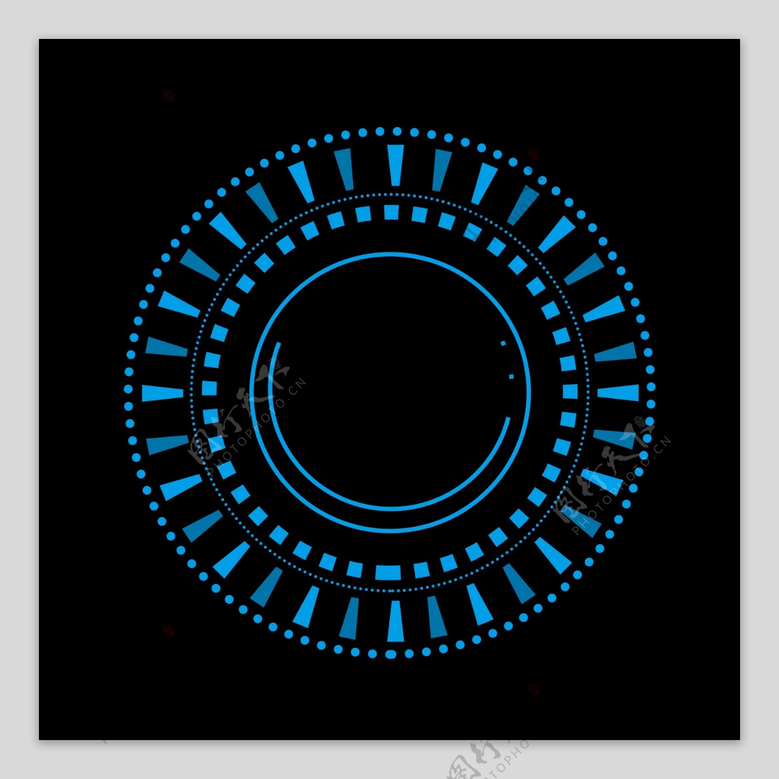 简约线条蓝色未来感科技边框圆框对话框元素