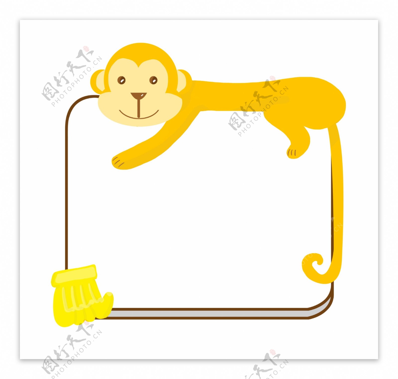 手绘猴子边框插画