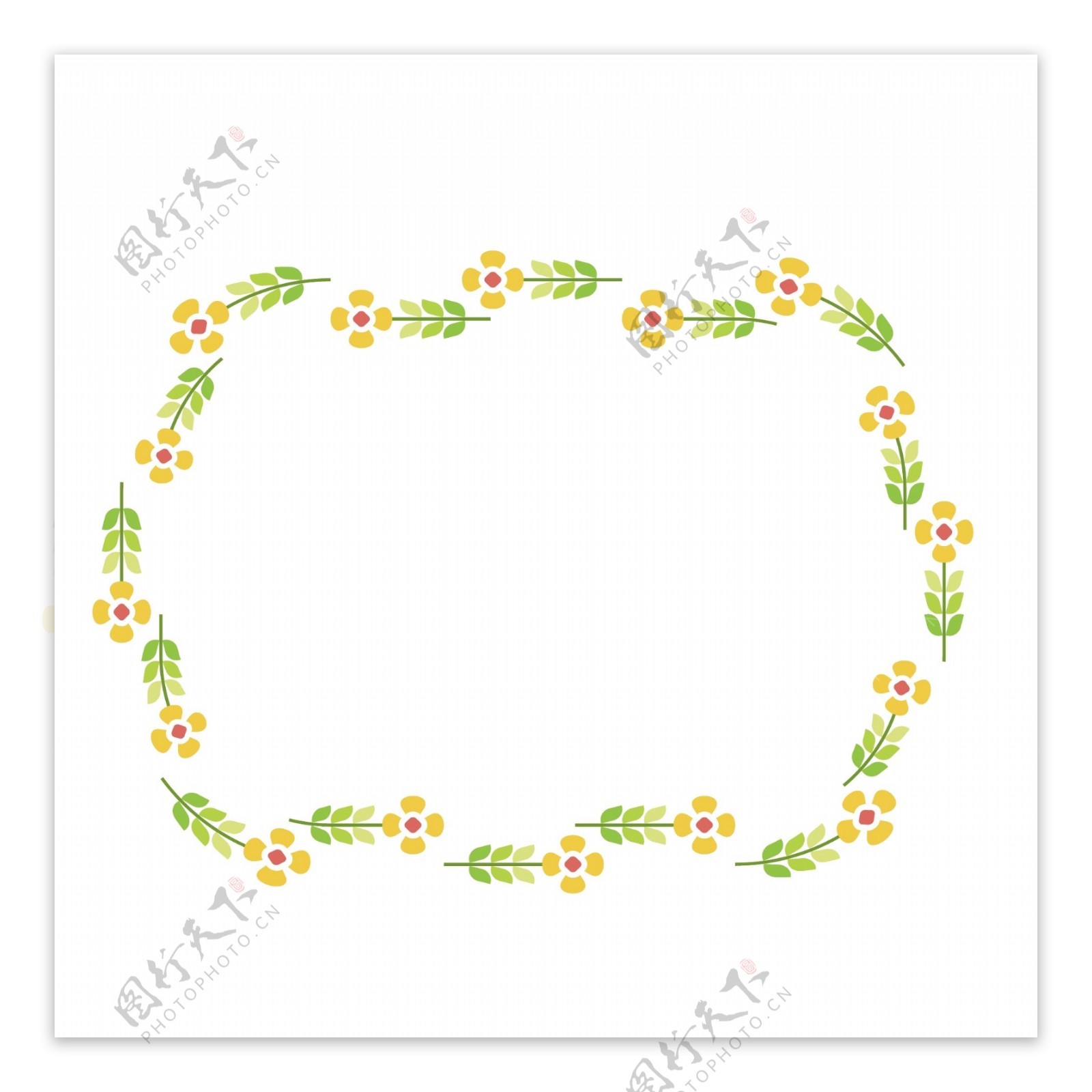 矢量卡通扁平化黄色花朵边框