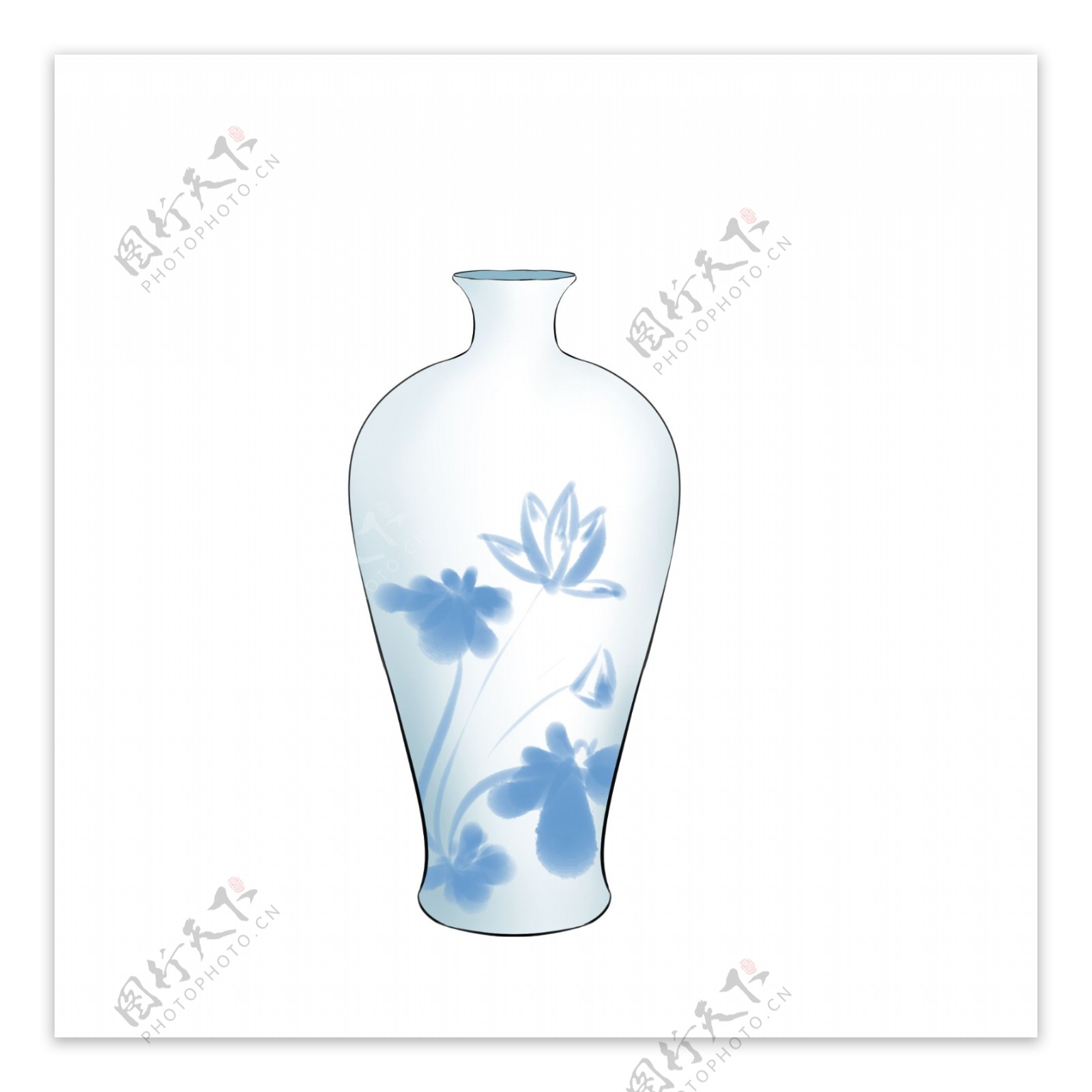 白色的青荷花瓷瓶