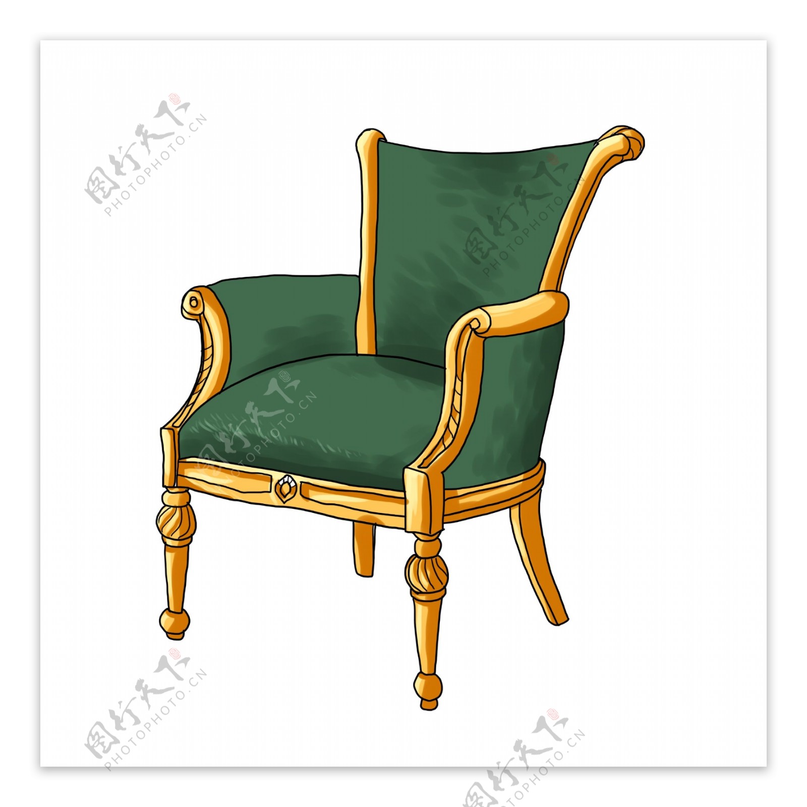 高档绿色椅子插画