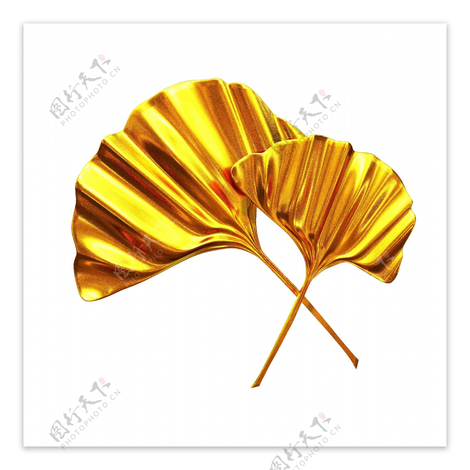 金色立体奢华金属锡箔纸通用装饰元素银杏叶