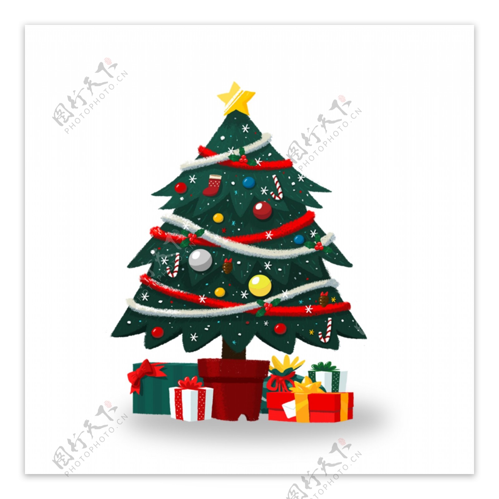 简约圣诞树圣诞礼物元素设计