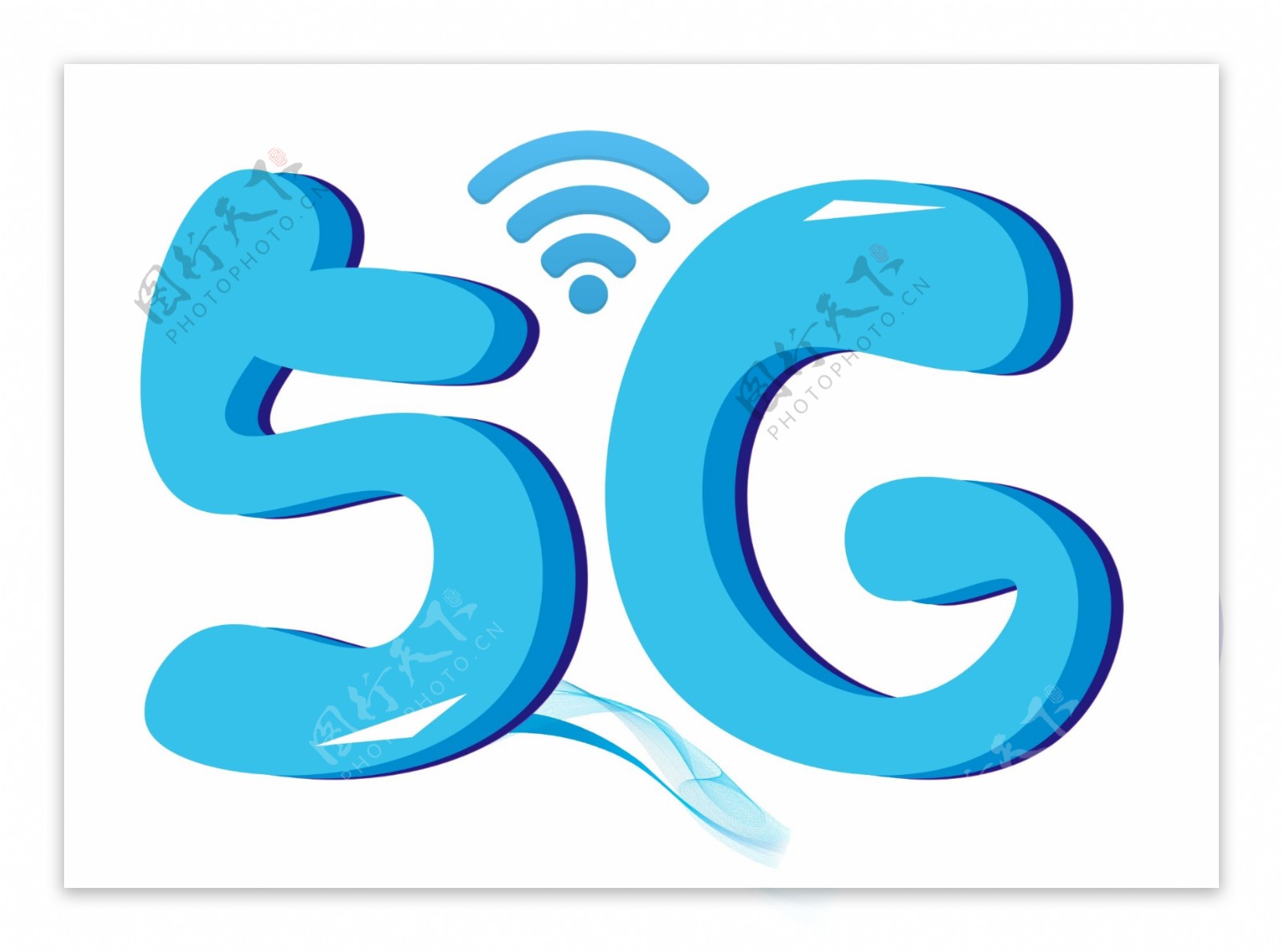 千库原创5G蓝色卡通创意装饰艺术字设计