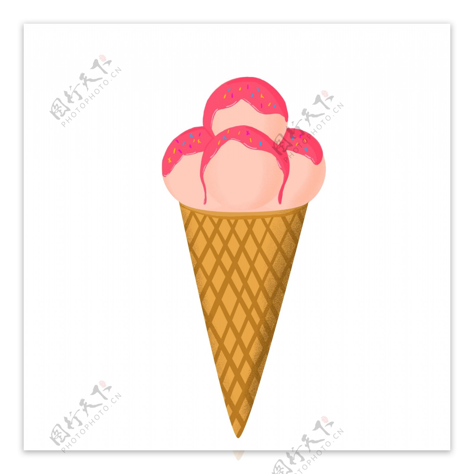 原创手绘草莓冰淇淋