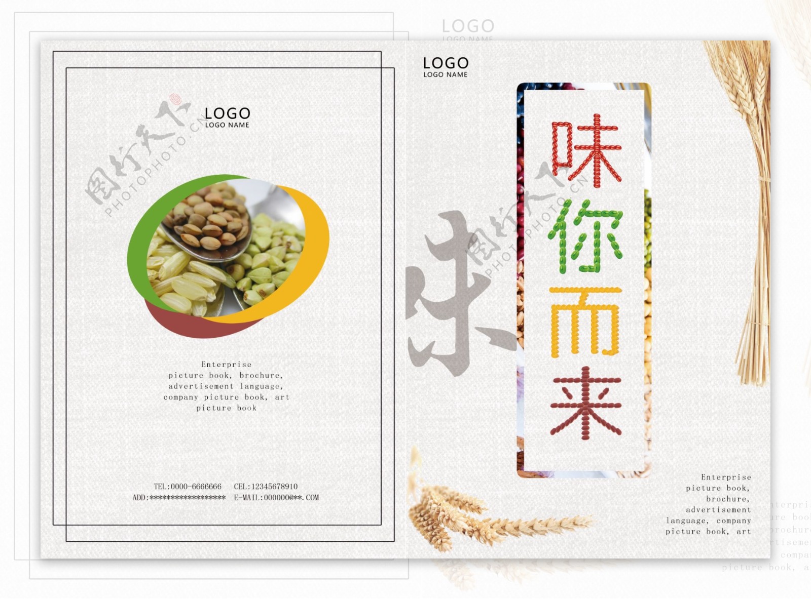 创意中国风五谷杂粮美食画册封面