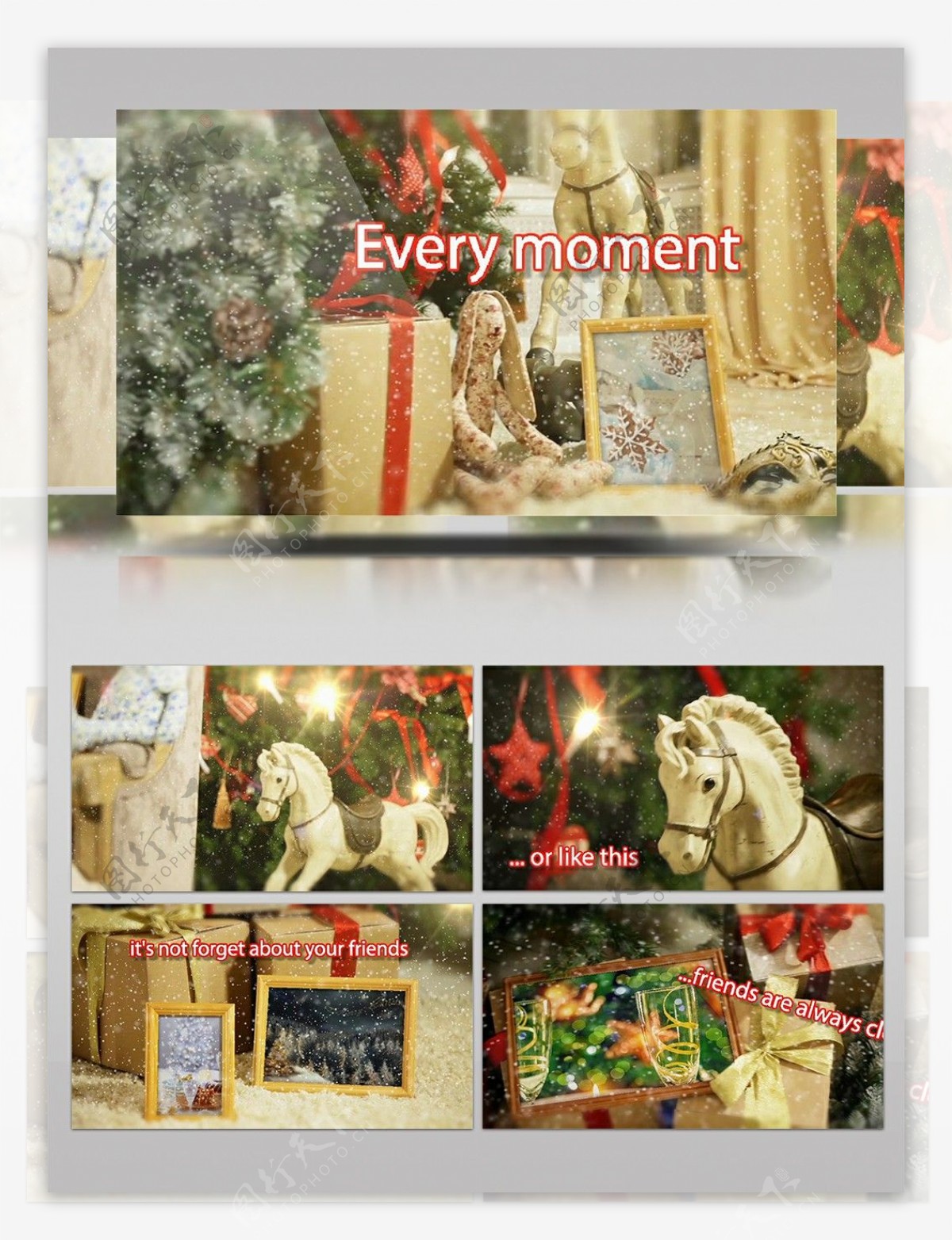 房间内的温馨圣诞相册图文视频ae模板