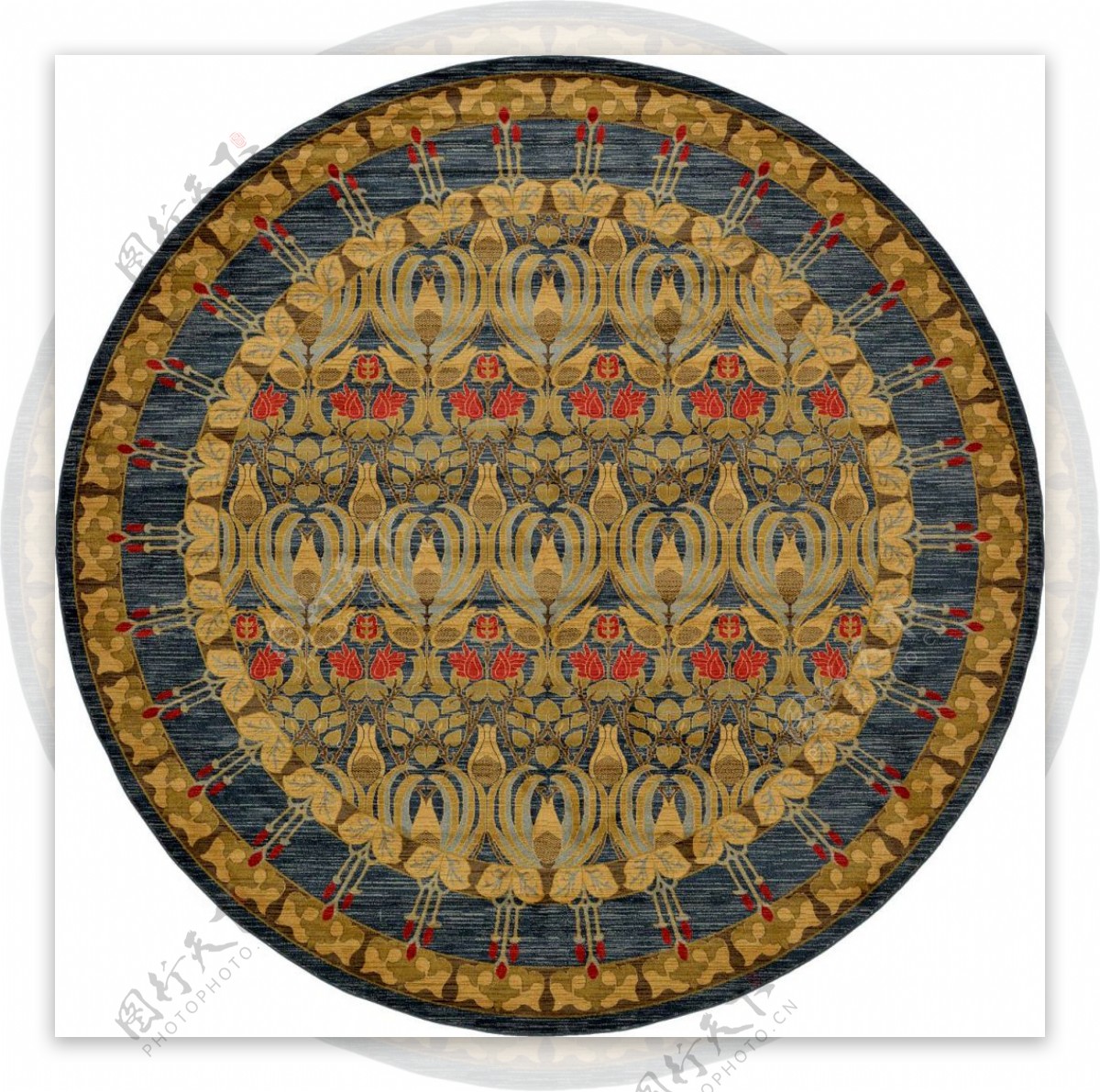 圆形花卉边框地毯贴图