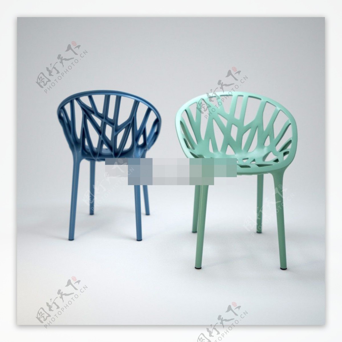 新型现代塑料椅组合模型
