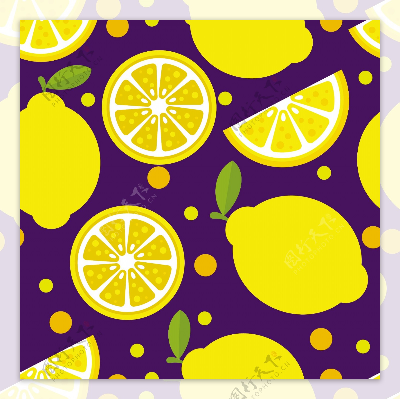 柠檬水果图案矢量素材